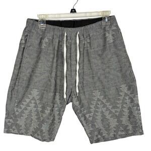 Azul‎ by Moussy Mens Grey Geometric Jacquard Cotton Drawstring Shorts Size M